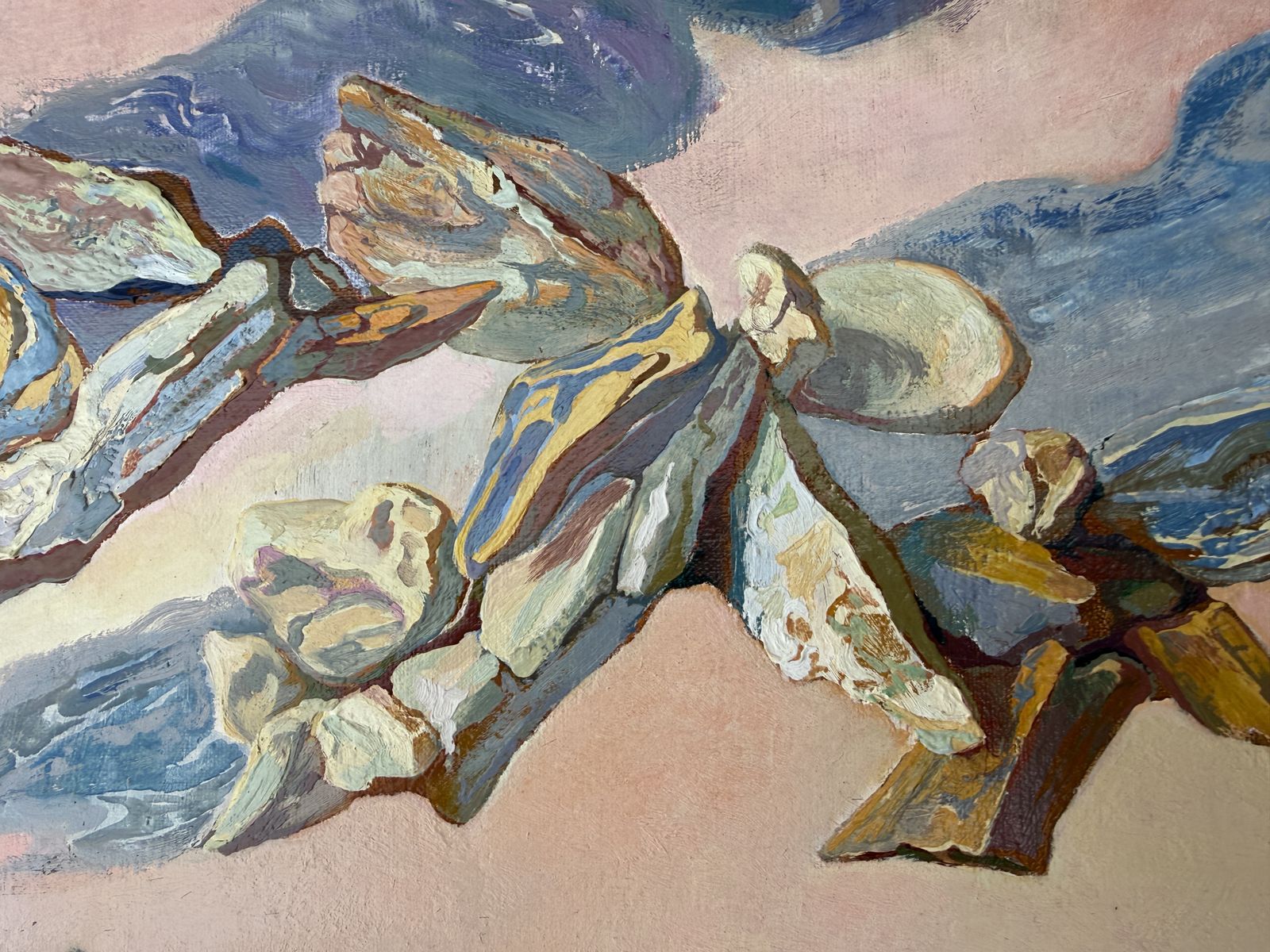 Antoni Pitxot Paysage minéral surréaliste espagnol catalan Peinture à l'huile sur toile Cercle Dalí Art 1985 photo 9400.0