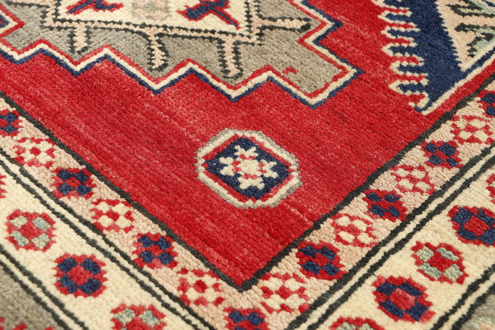 Handgemaakt Caucasian Kazak Geometrisch Tribaal Vloerkleed 100 x 142 cm photo Textiel