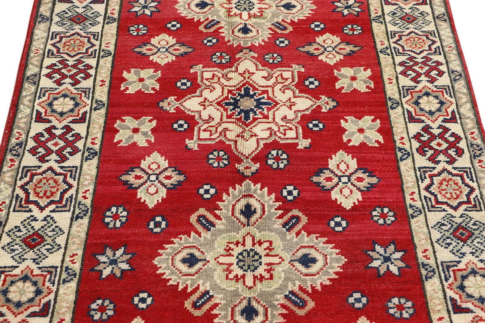 Hand Knotted Afghan Kazak Boho Living Room Bedroom Rug 84 X 131 Cm photo for sale