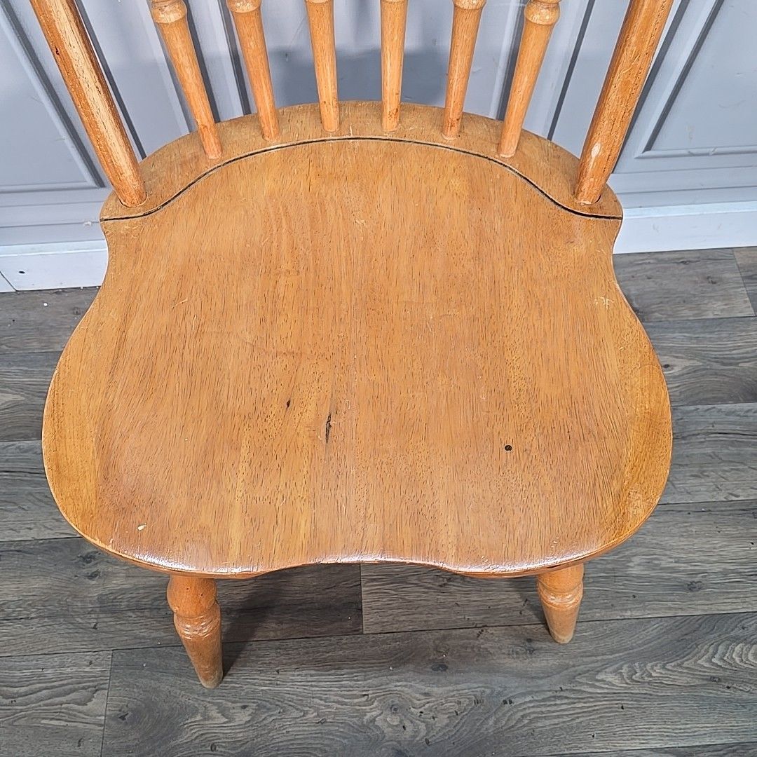 Retro Vintage Dining Chair Solid Wooden Hoop Back Windsor Seat Beech Blonde photo vinterior