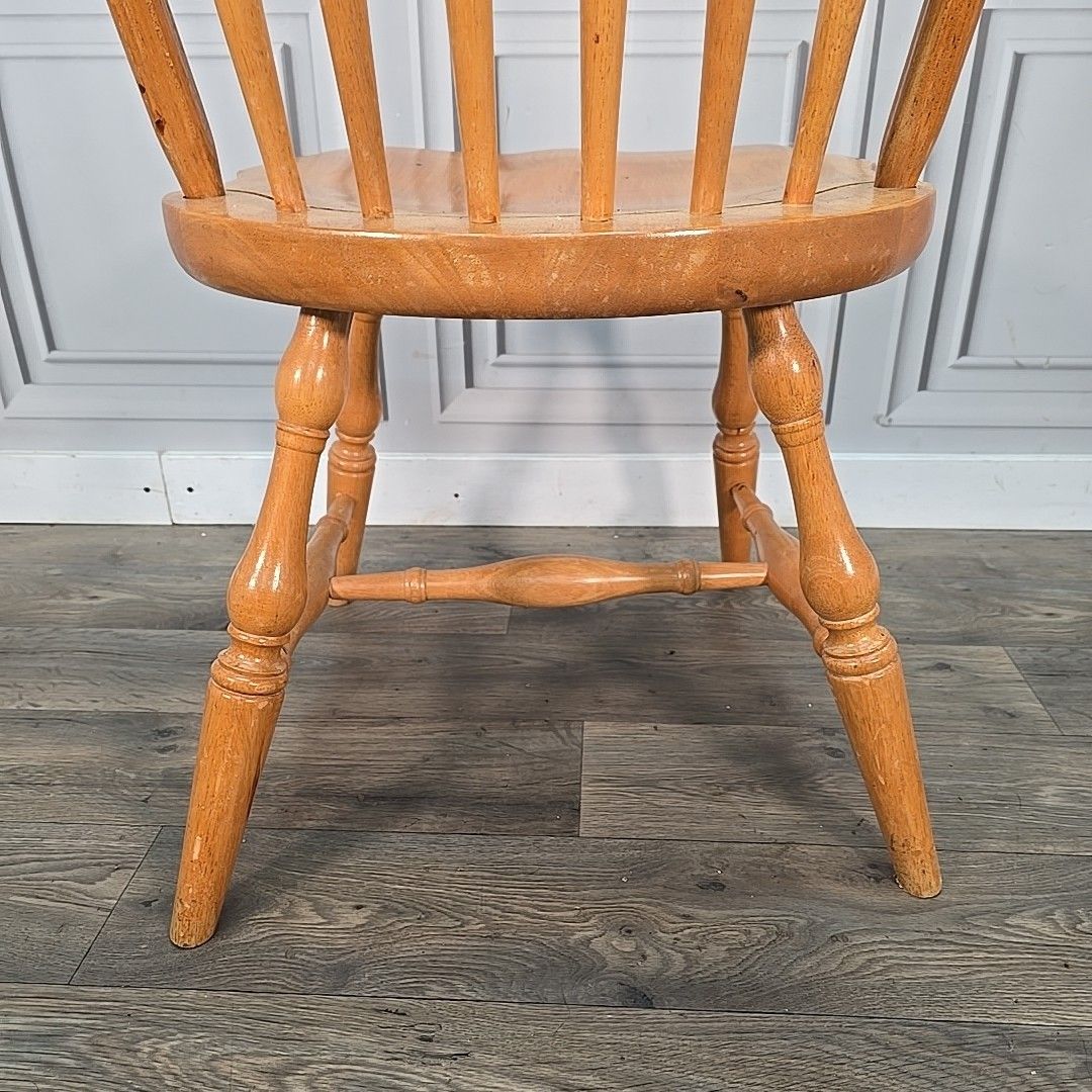 Furniture Retro Vintage Dining Chair Solid Wooden Hoop Back Windsor Seat Beech Blonde photo