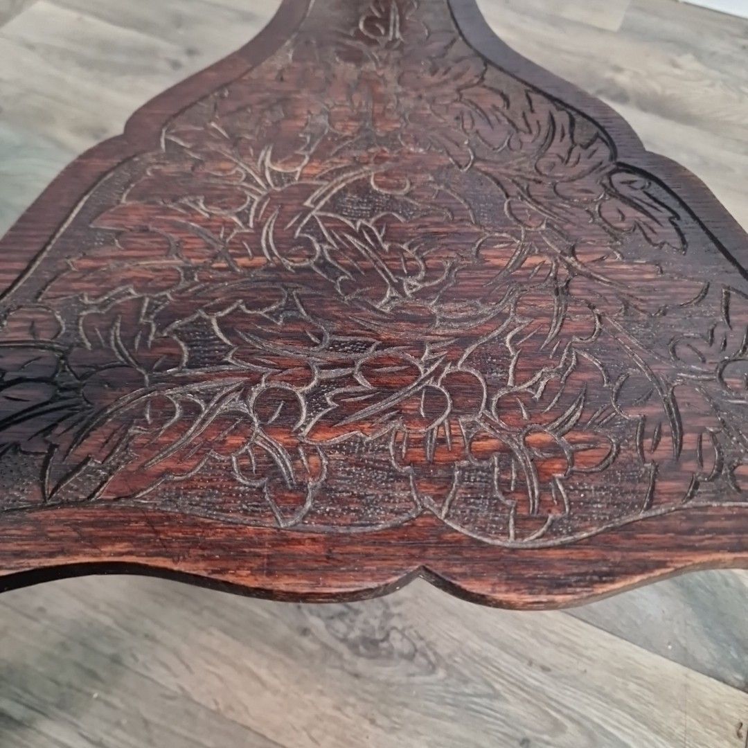 photo furniture Antique Carved Lamp Table Oak Nonagonal – Arts And Crafts Side Liberty & Co