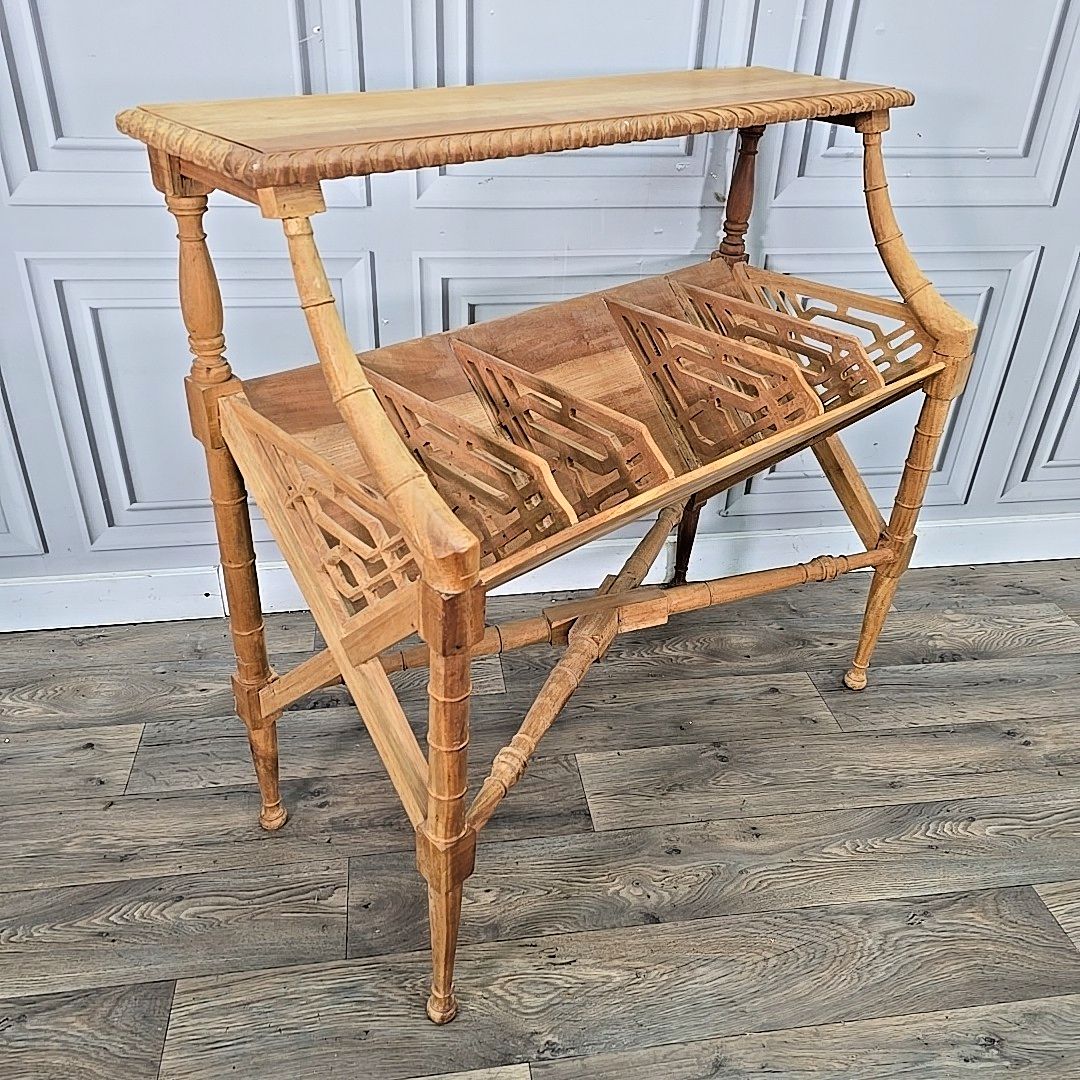 Antique Book Trough Bookcase Chippendale Style Faux Bamboo Solid Mahogany Shelf