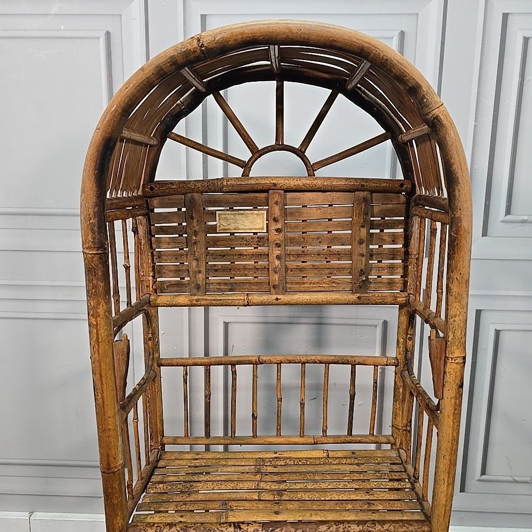 Vintage Bamboo Rattan Bookcase étagère – Arched Top Shelf Unit – Boho Retro Cane photo vintage