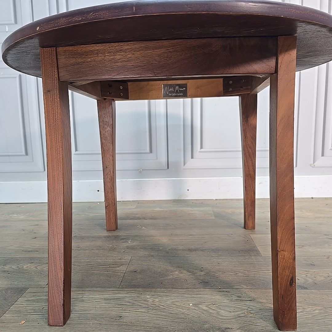 photo for sale Unusual Upcycled Round Coffee Table – Oak Top "Nik Munro" John Lewis Chair Base