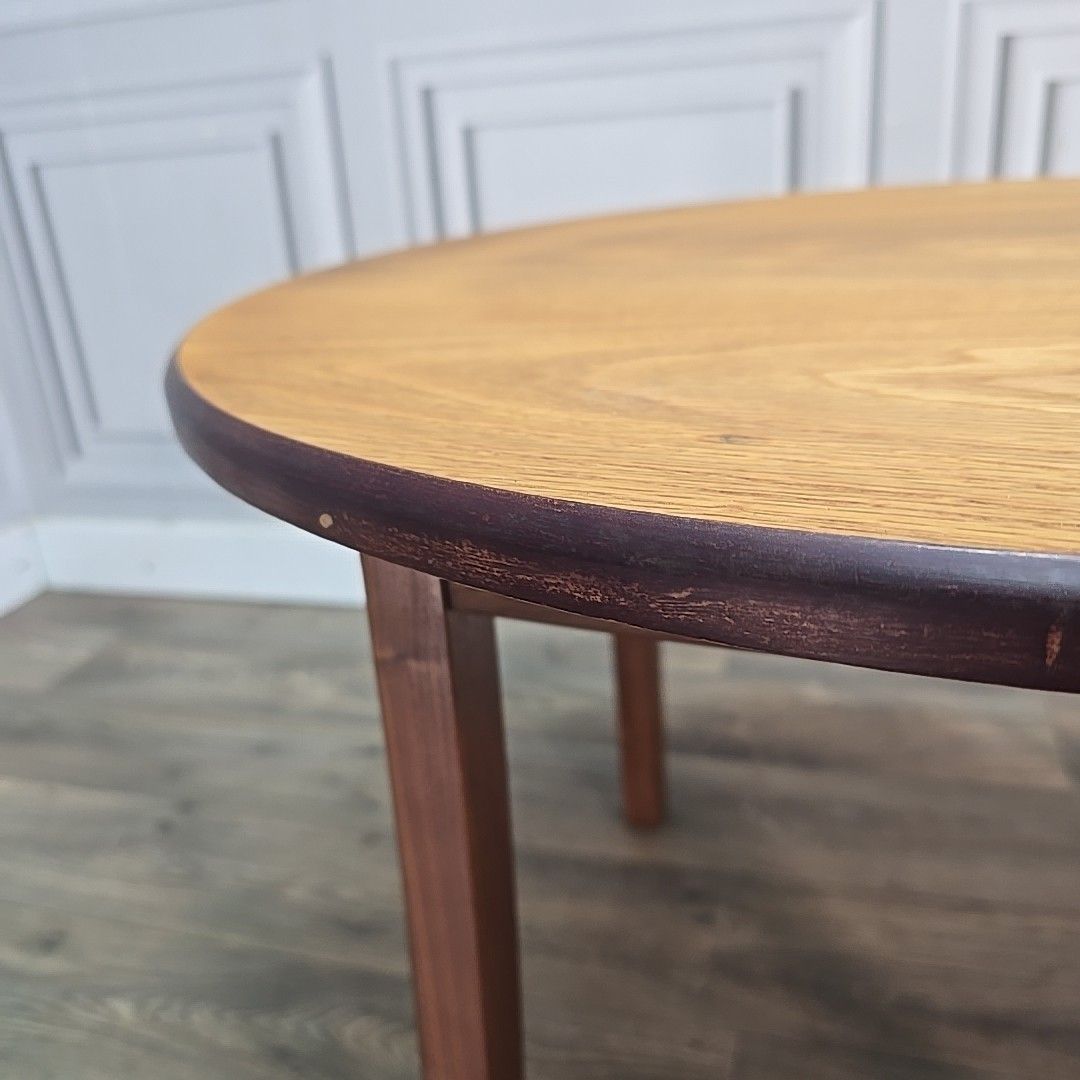 Furniture Unusual Upcycled Round Coffee Table – Oak Top "Nik Munro" John Lewis Chair Base photo