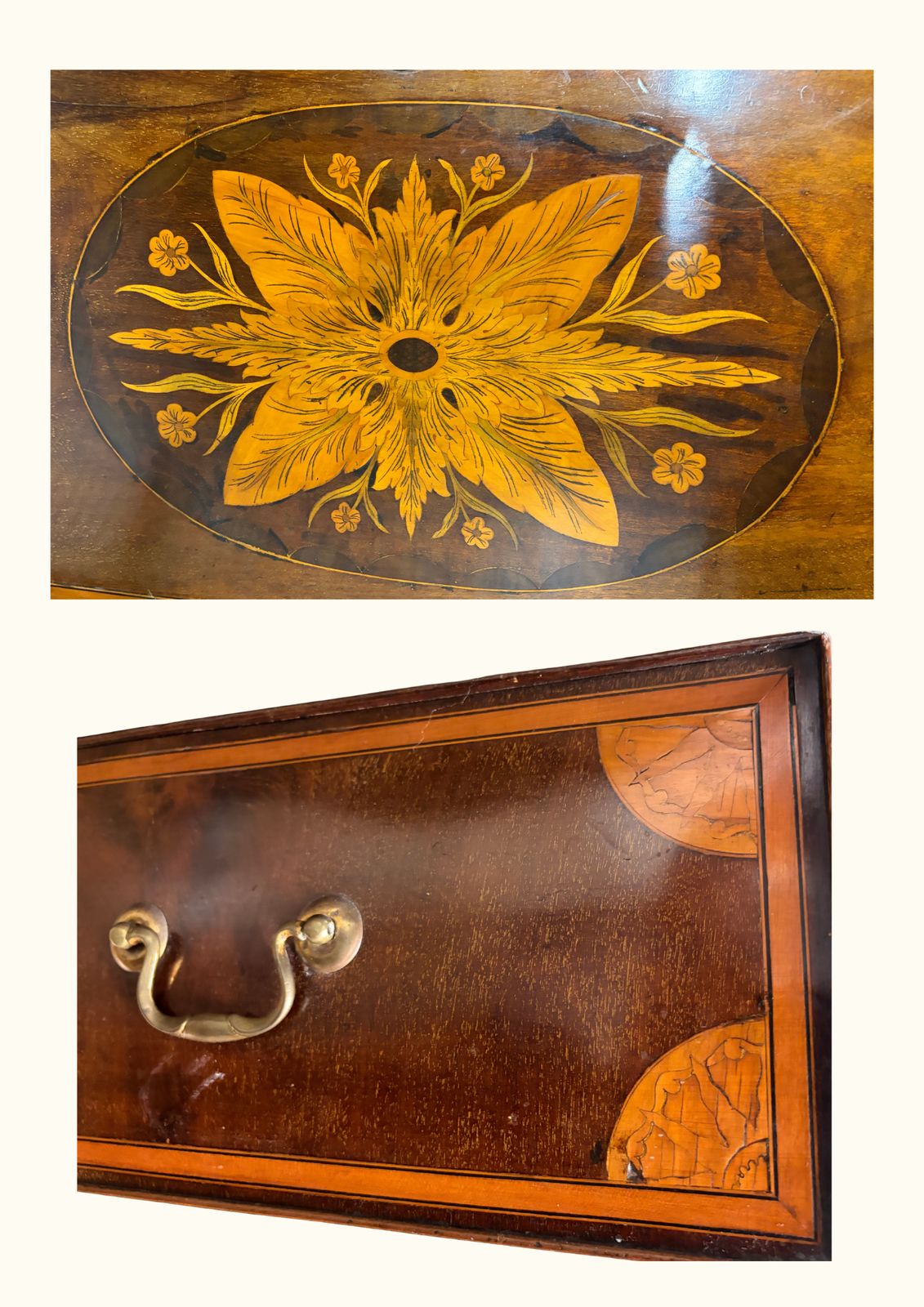 Georgian Revival Bureau/Glazed Bookcase. Stunning Inlay C1900 photo Furniture