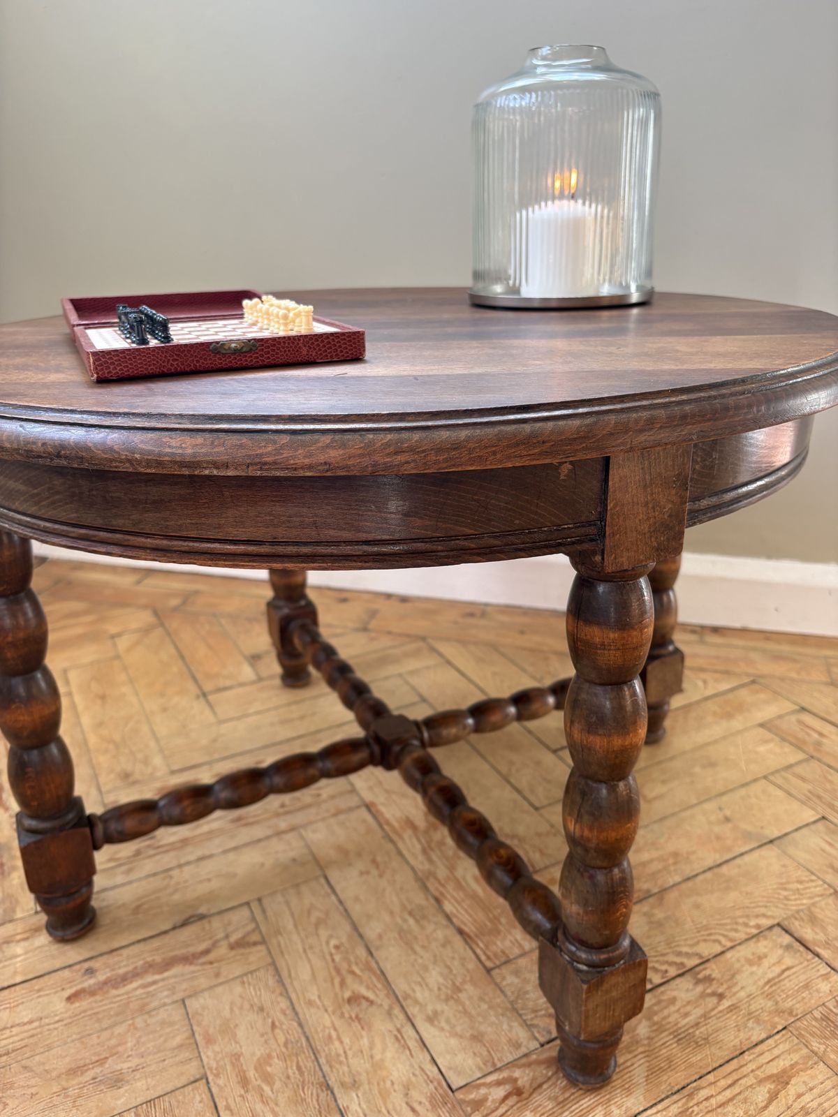Vintage Bobbin Coffee Table, 1950s photo for sale