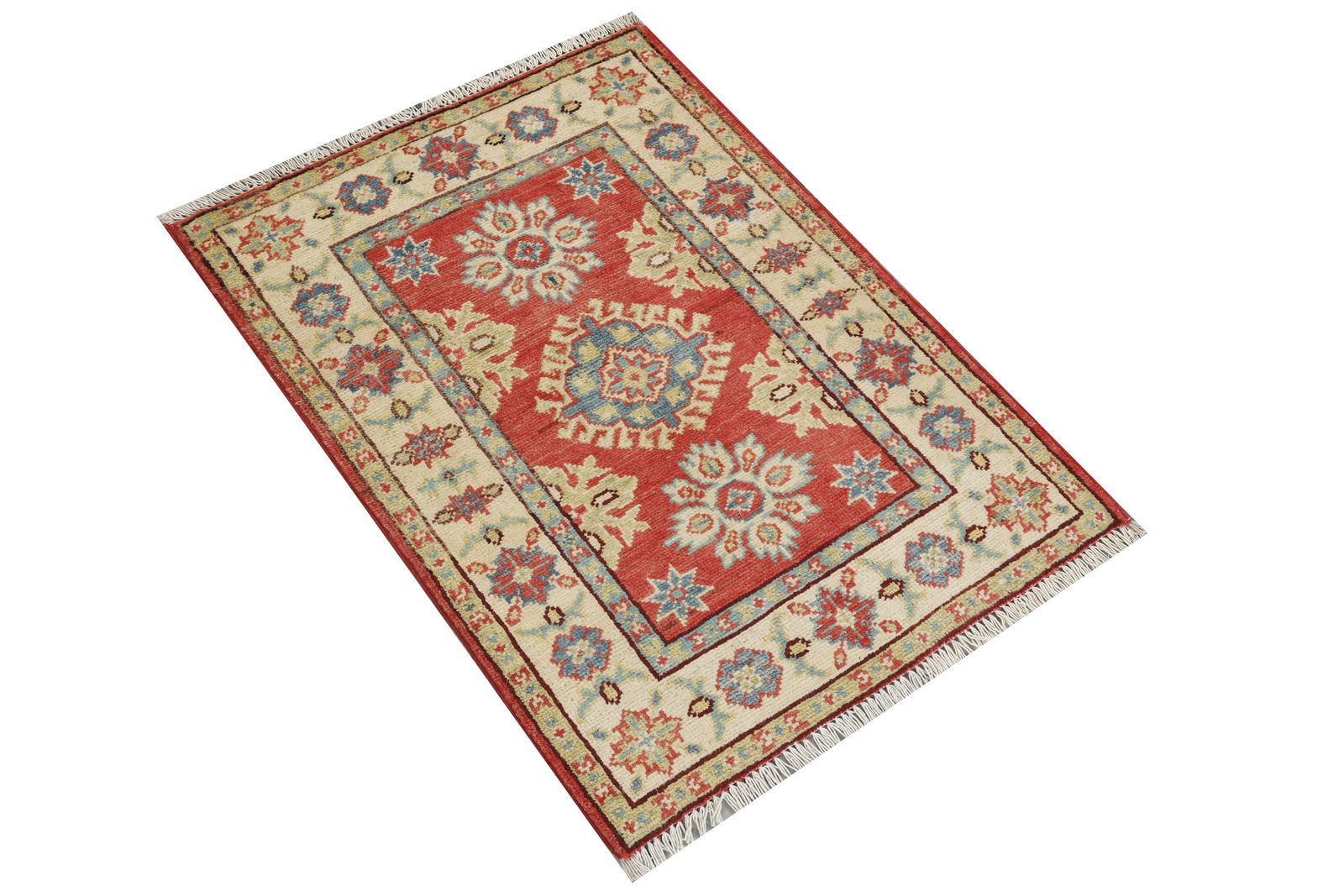 Hand Knotted Afghan Kazak Red Oriental Wool Rug 63 X 87 Cm photo furniture