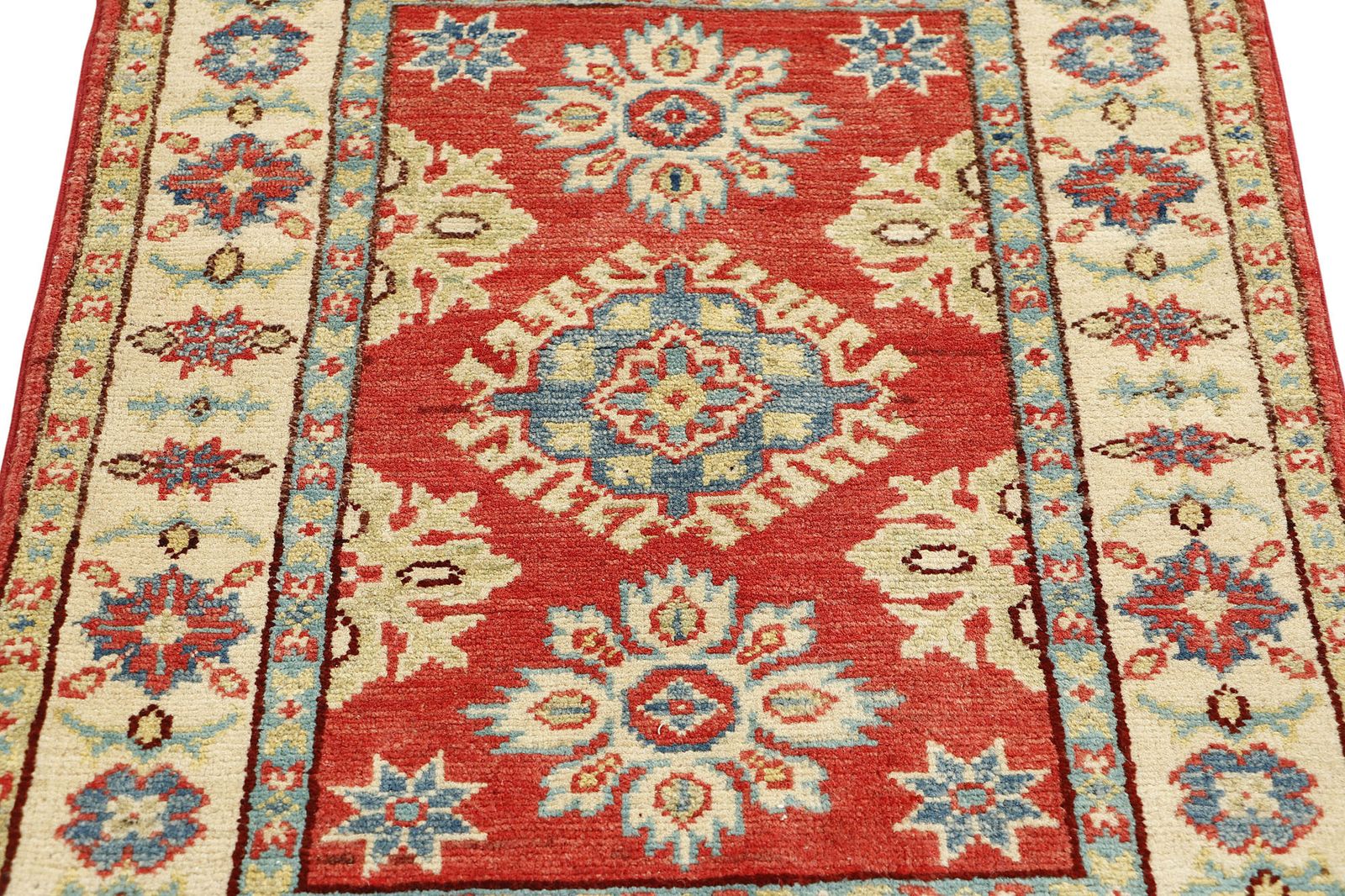 Handgeknoopt Afghaans Kazak Rood Oosters Wollen Tapijt 63 x 87 cm photo for sale