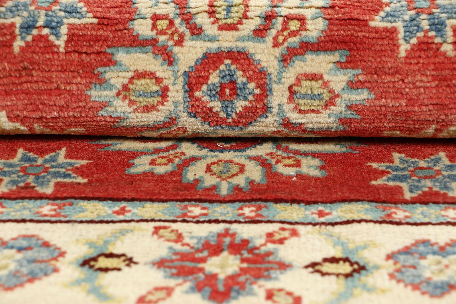 Handgeknoopt Afghaans Kazak Rood Oosters Wollen Tapijt 63 x 87 cm photo 134.0