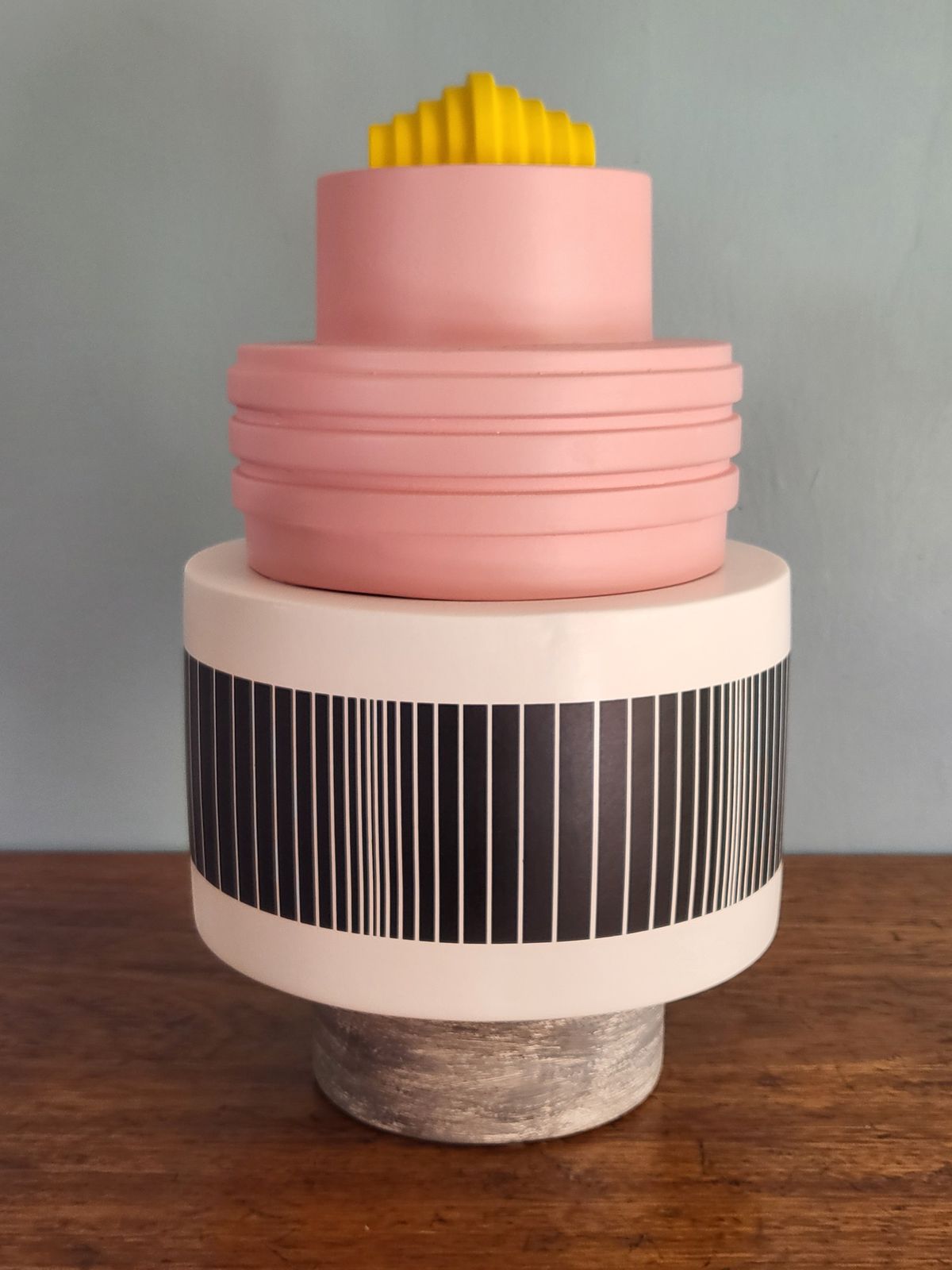 Memphis Milano Abstract Geometric 80's Style Gio Schiano Decorative Pink Sculpture. Ettore Sottsass Inspired.