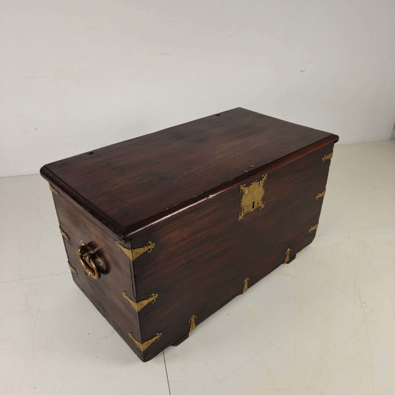 18th Century Dutch Voc Colonial Chest With Brass Mounts photo vintage
