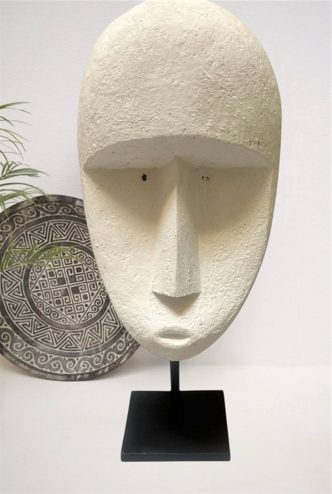 Huge Timor Mask Sculpture No 1 Of A Pair Contemporary Chalk White Mask