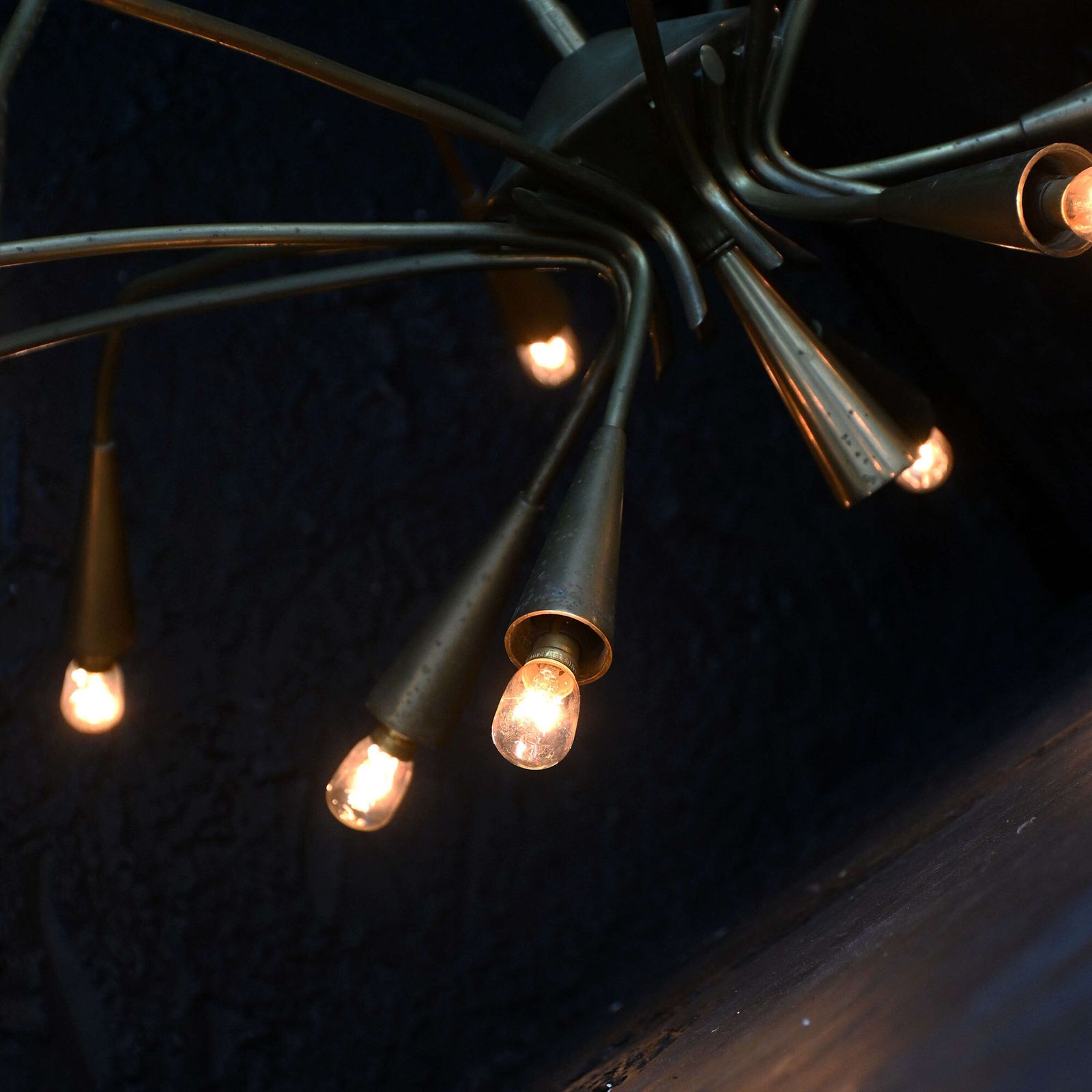 Mid 20th Century Italian Brass Sputnik Ceiling Light photo vinterior