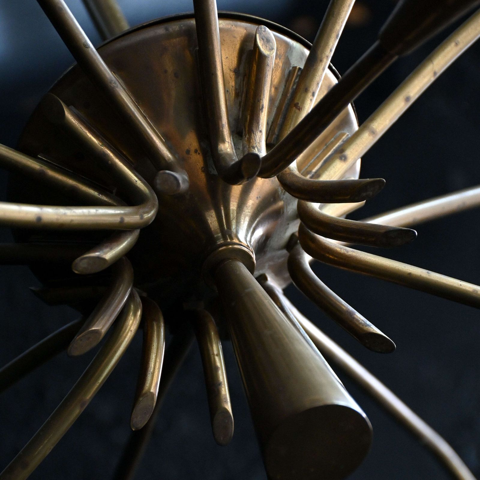 Lighting Mid 20th Century Italian Brass Sputnik Ceiling Light photo