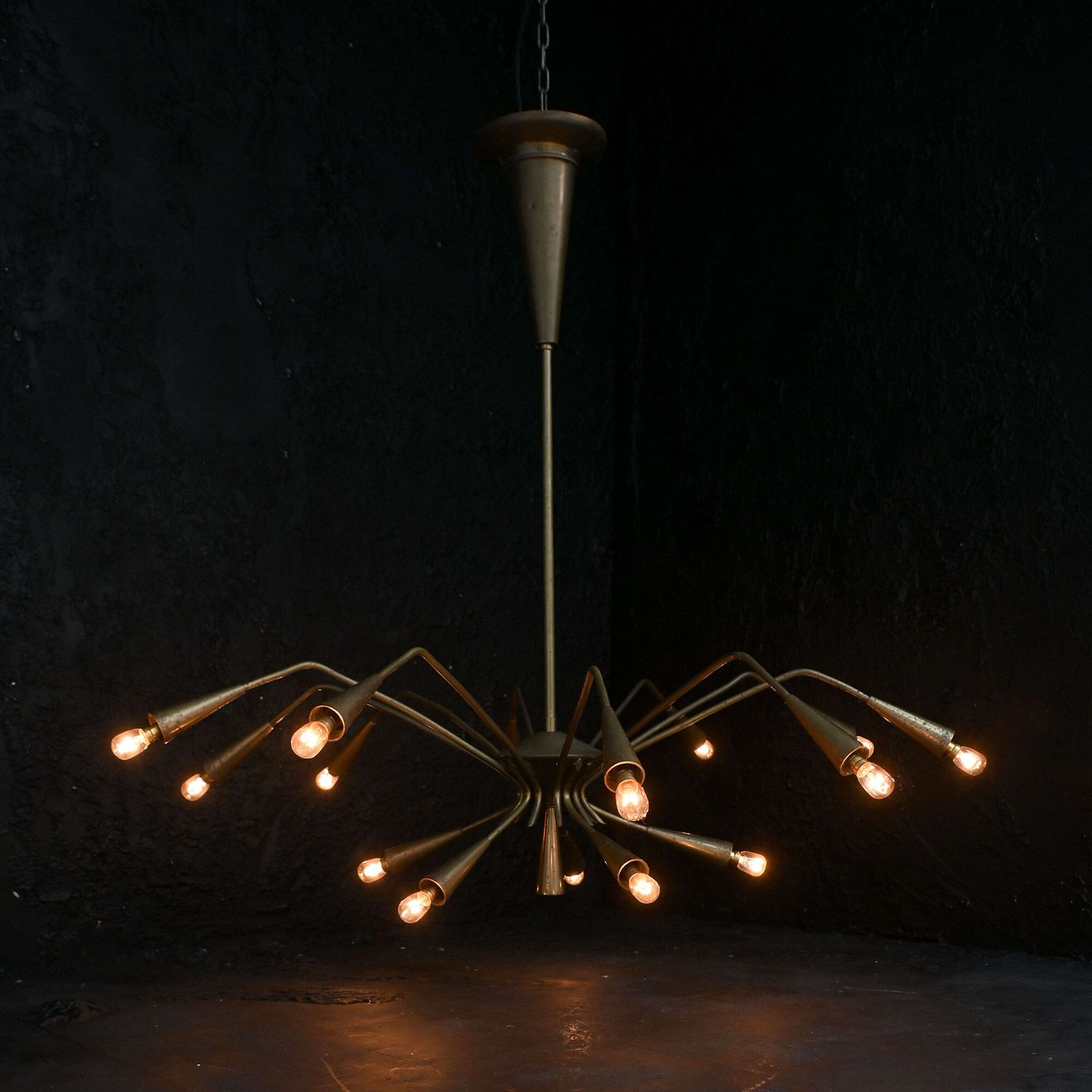 photo vinterior Mid 20th Century Italian Brass Sputnik Ceiling Light