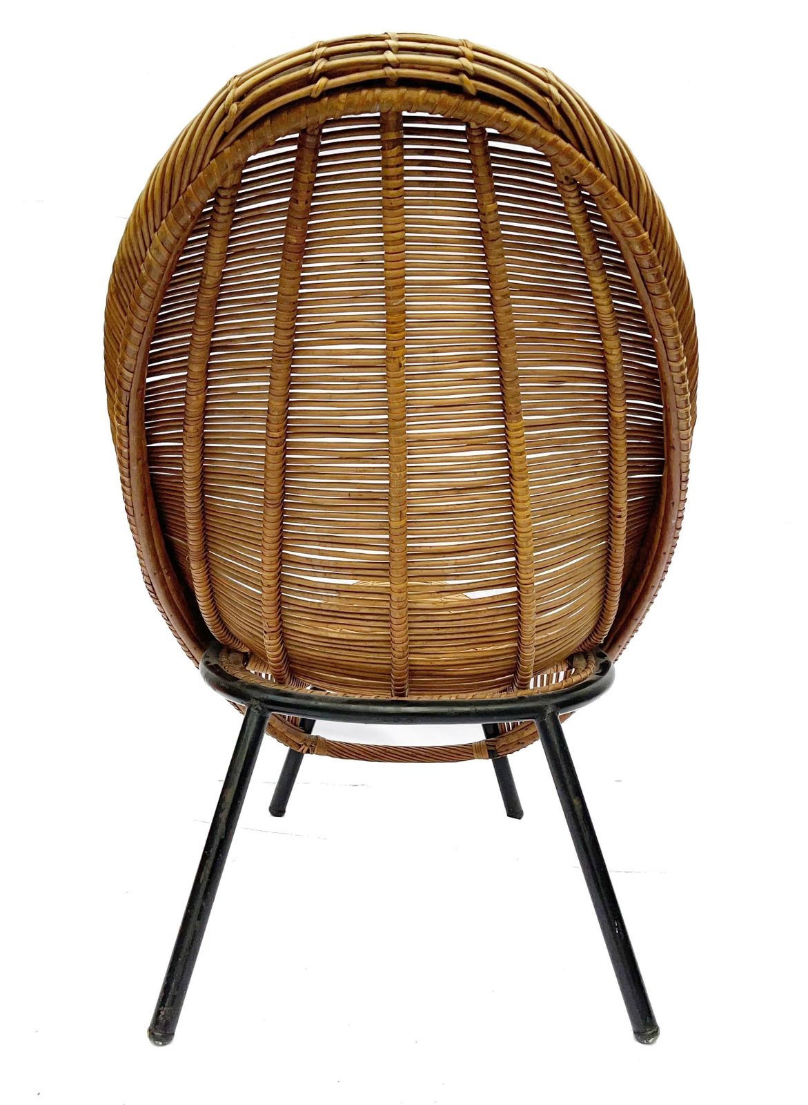 A Rare 1950s Sculptural Lounge Chair By Wladyslaw Wolkowski In Wicker On Tubular Steel Frame With Wooden Feet photo 2795.0