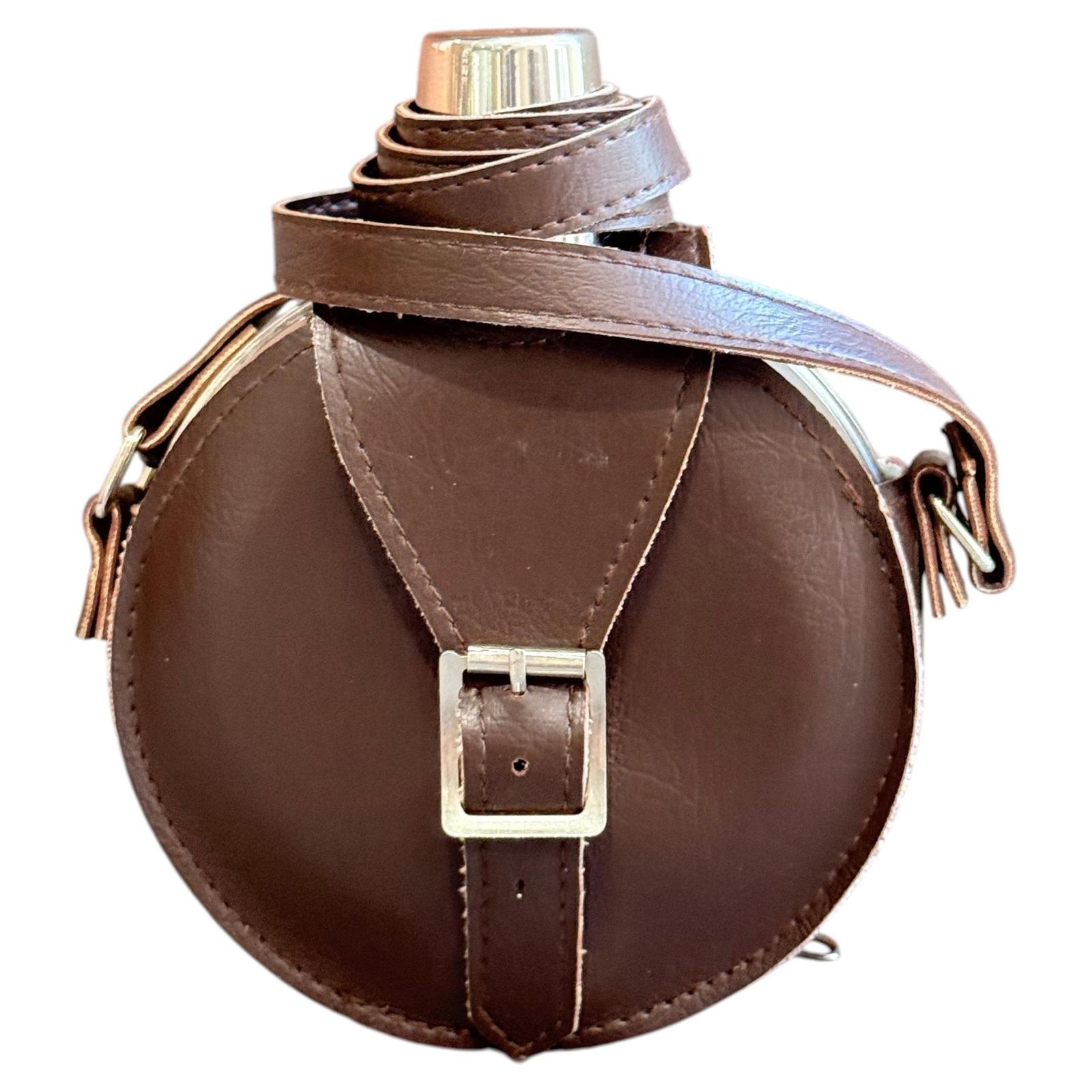 Flasque de hanche vintage en acier inoxydable, étui en cuir, idée cadeau