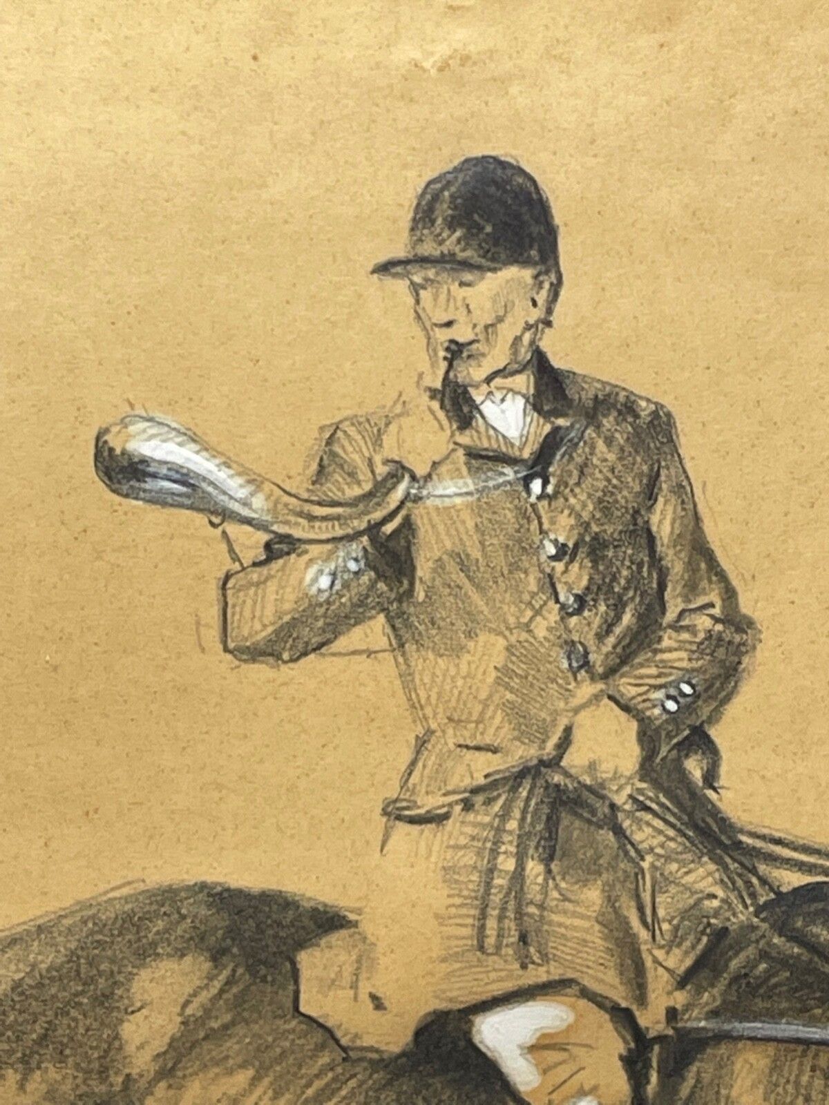 Jachttekening met witte hooglichting van American Foxhounds door Michael Lyne photo 4000.0