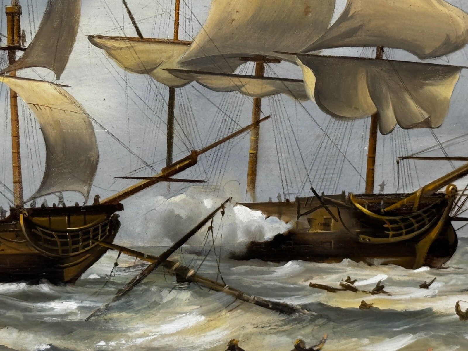 photo vintage Slag bij Quiberon Bay 1759, admiraal Hawke, overwinning op het Franse vloot van Conflans