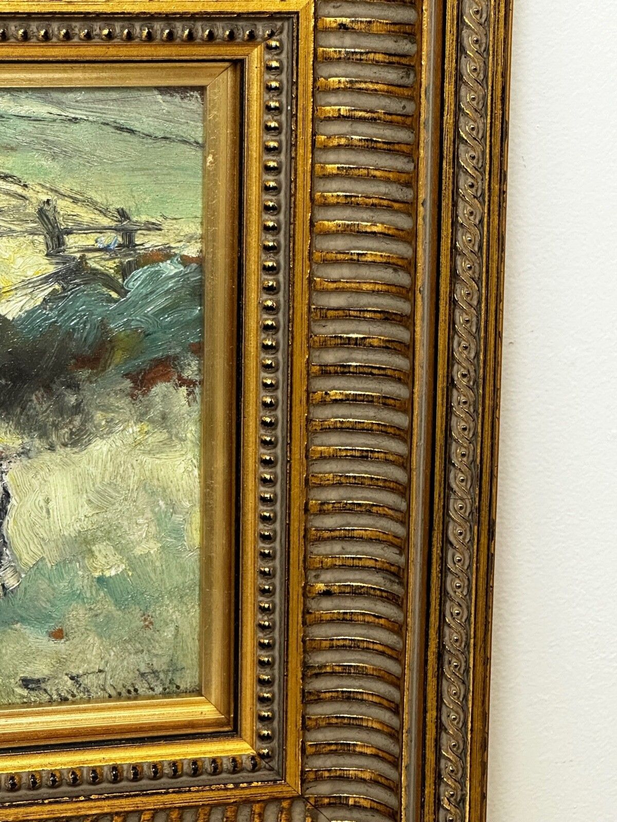 Olieverfschilderij Frisian koe grazend ca. jaren 1900, gesigneerd door George Smith RSA, Schots photo for sale