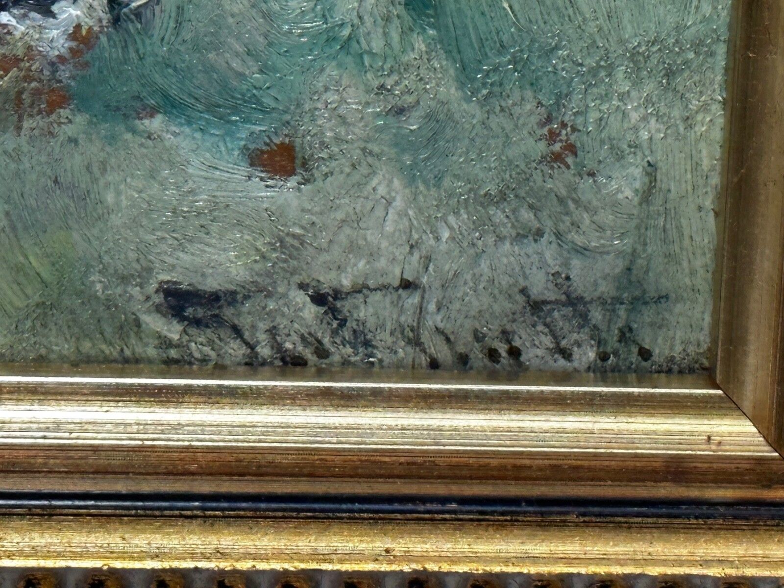 Olieverfschilderij Frisian koe grazend ca. jaren 1900, gesigneerd door George Smith RSA, Schots photo vinterior