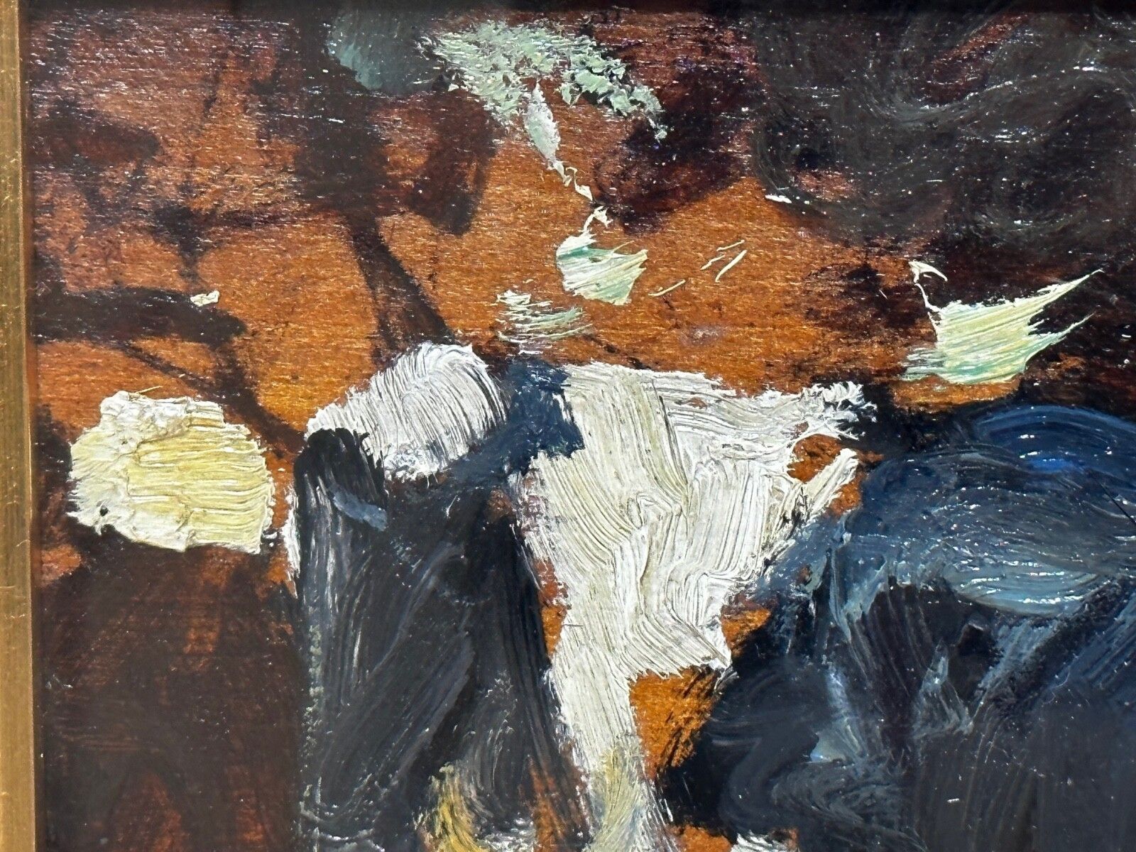 Kunst Olieverfschilderij Frisian koe grazend ca. jaren 1900, gesigneerd door George Smith RSA, Schots photo