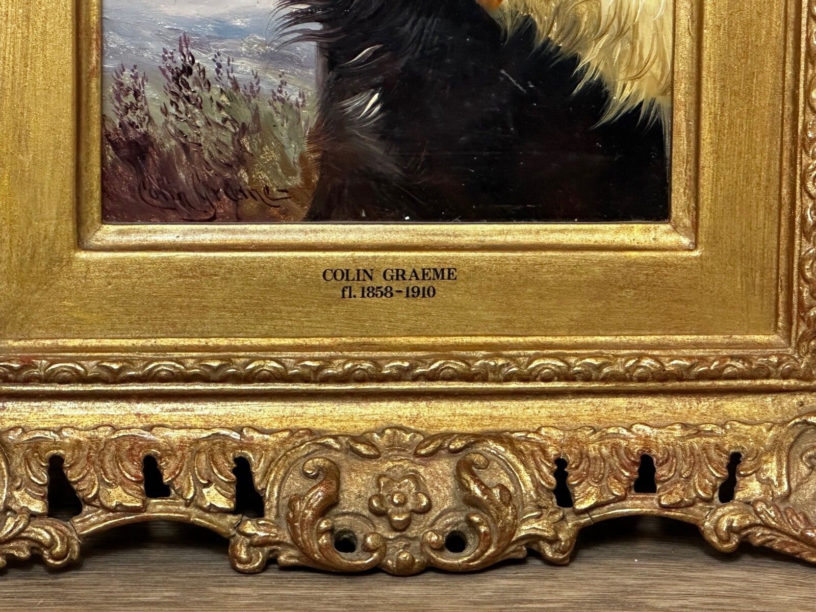 Olieverfschilderij Gordon Setter met Ierse rood-witte jachthonden in de Schotse Hooglanden photo buy