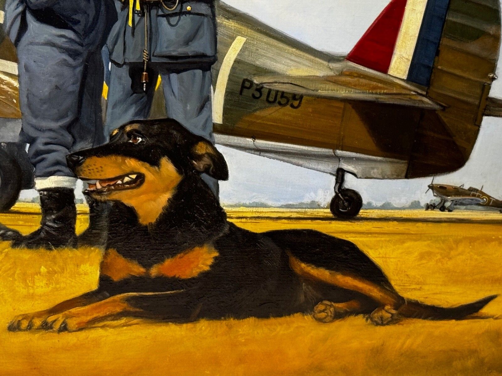 Large Oil Painting Battle Of Britain Raf Pilots Ready For Takeoff Biggin Hill photo vinterior