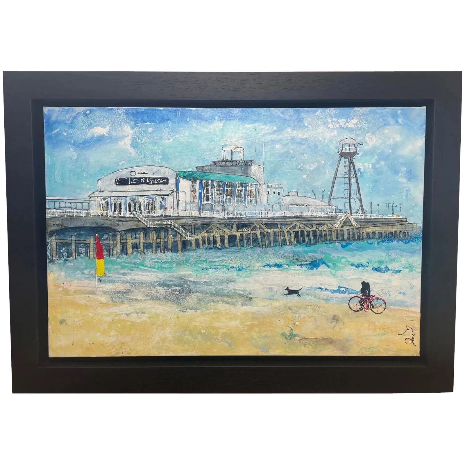 Contemporary Oil Painting  Seaside "Bournemouth Pier" Signed Katharine Dove