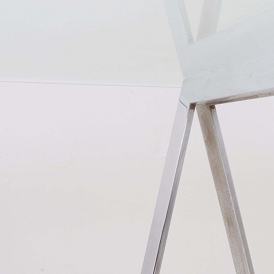 Mid Century Chrome Trestles Desk With Glass Top, Circa 1970 photo 1296.0