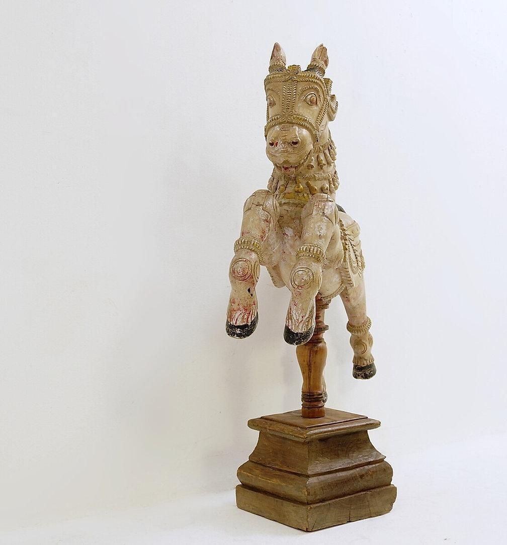 photo furniture Ayyanar India Carved And Polychrome Wood Horse   20th