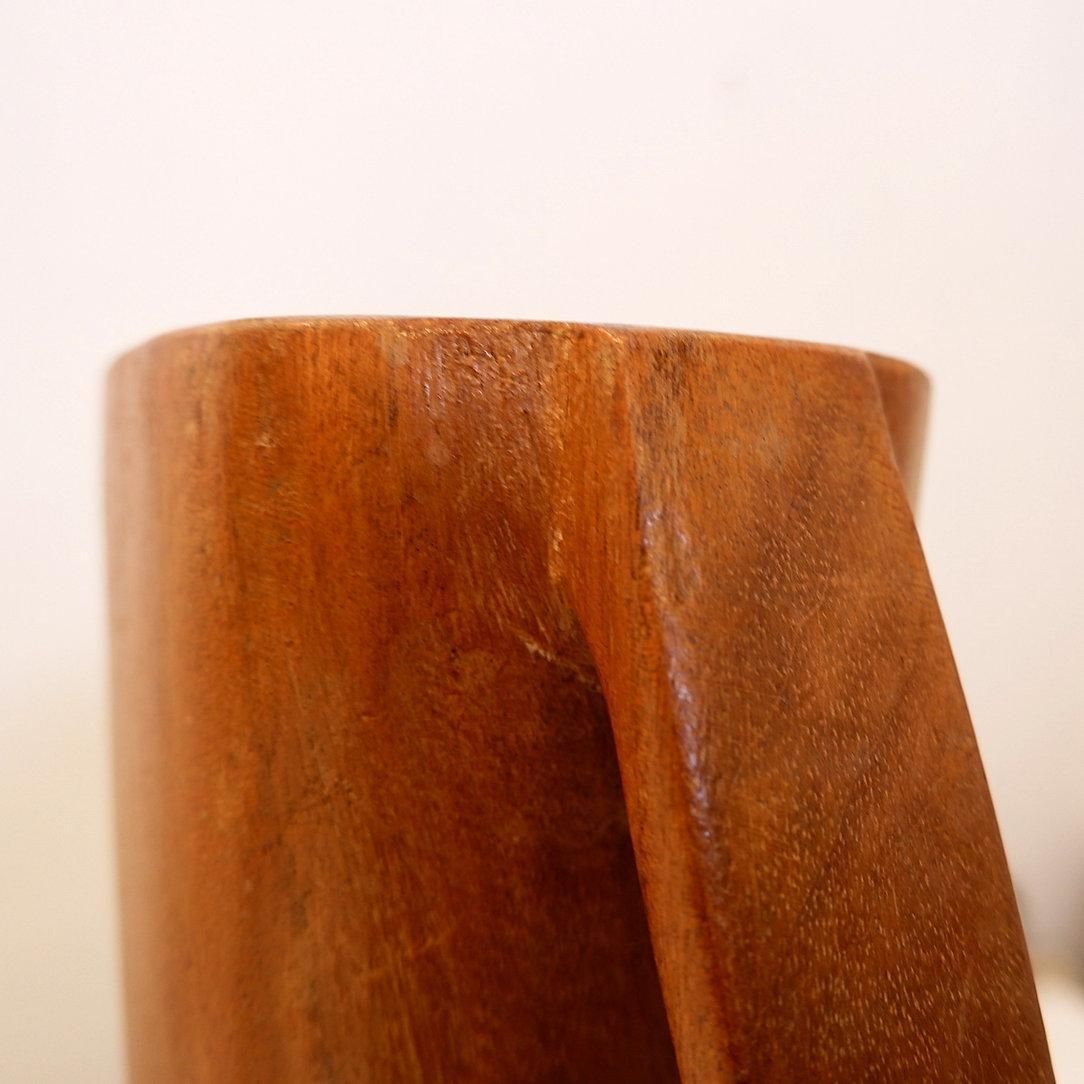 Scandinavian Modern Carved Teak Vase, Asymmetrical Design, Circa 1960 photo 389.0
