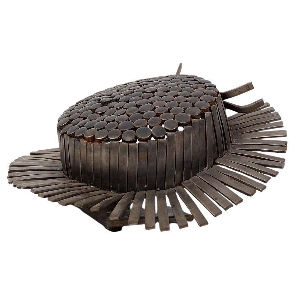 Mid Century Modern Metal Sculpture 'Hat' By Unknown Artist, 37cm