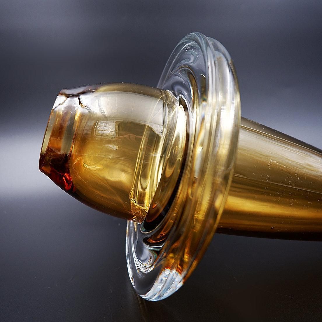 Schott Studio Spinning Top Vase   Honey Coloured Glass    Germany photo furniture