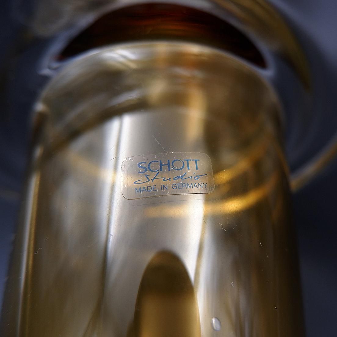 Home Decor Schott Studio Spinning Top Vase   Honey Coloured Glass    Germany photo
