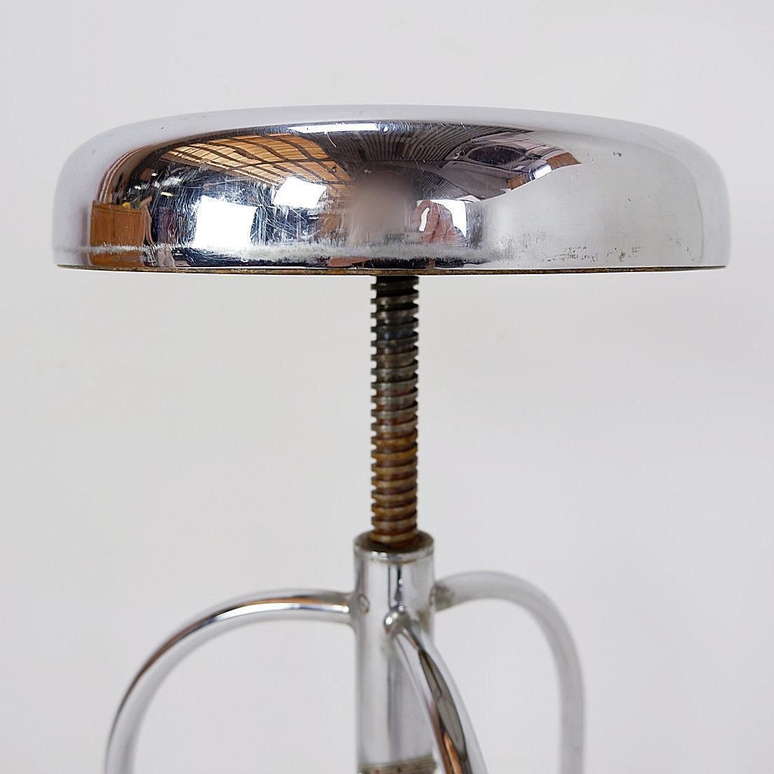 Furniture Stainless Steel Swivel Medical Stool, Industrial Style, England, 1960s photo