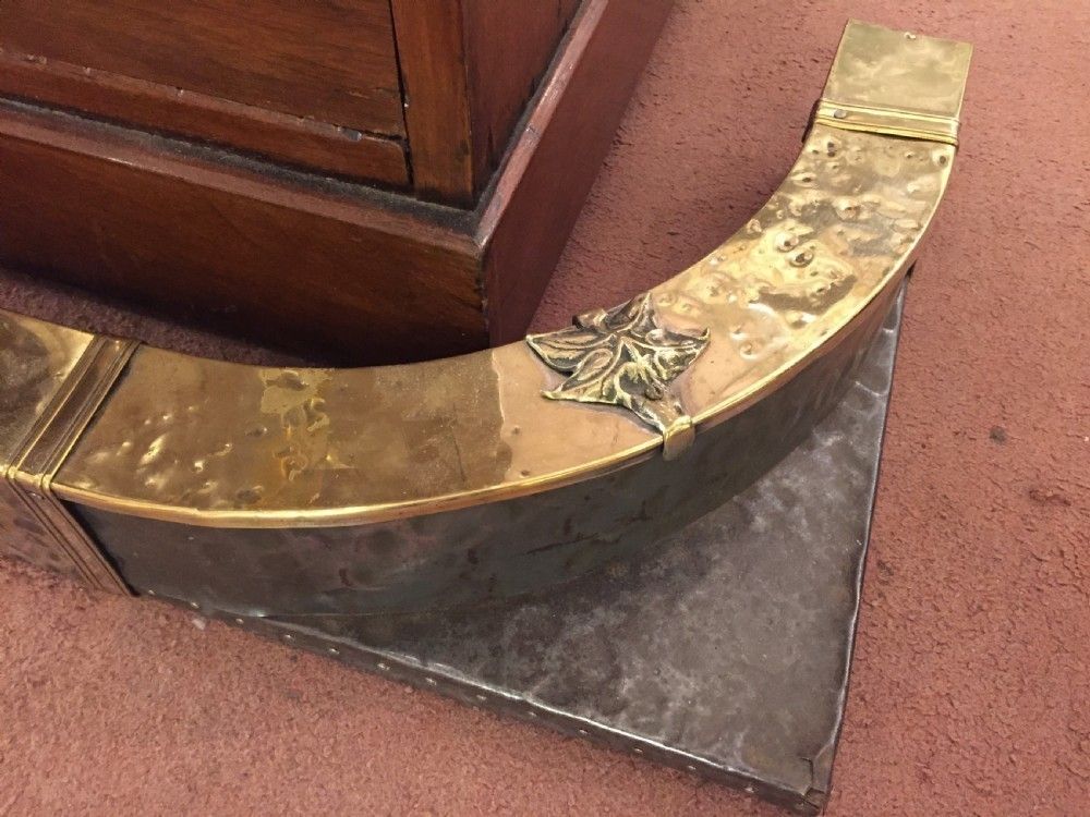 Art Deco Hammered Brass And Pewter Fire Fender C.1920 photo furniture