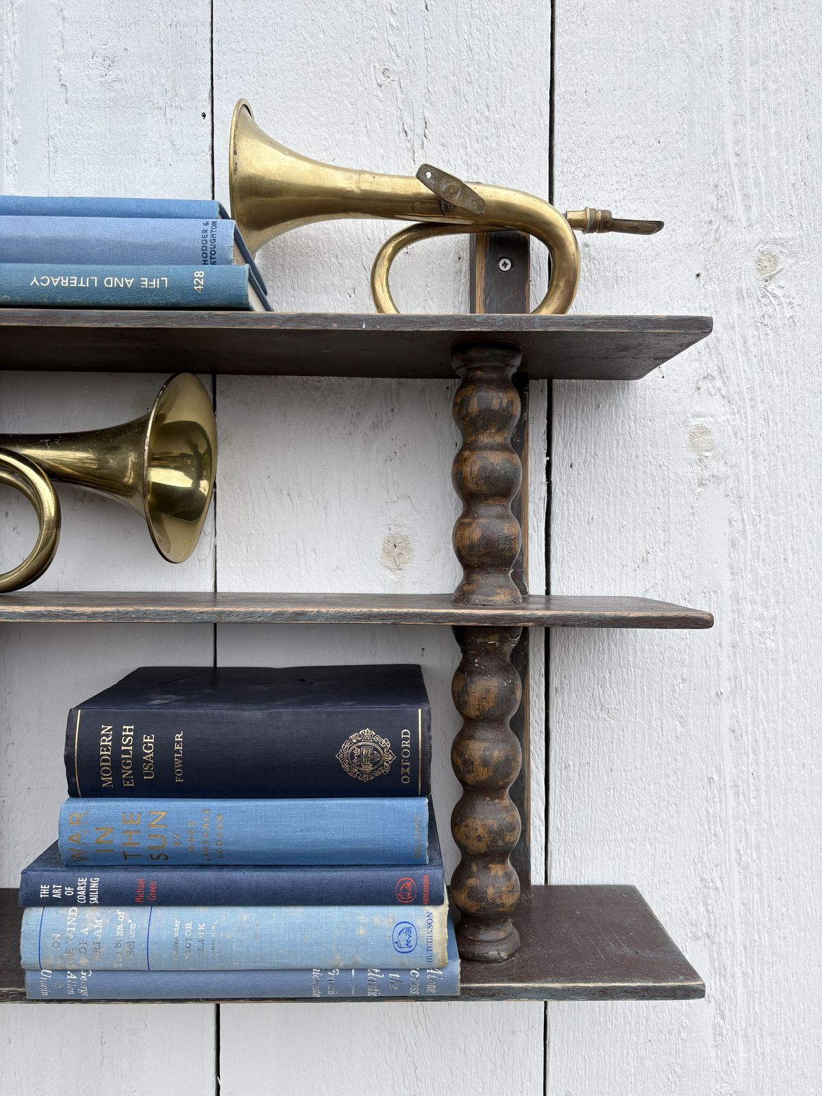 photo for sale Antique French Bobbin Spool Hanging Shelves