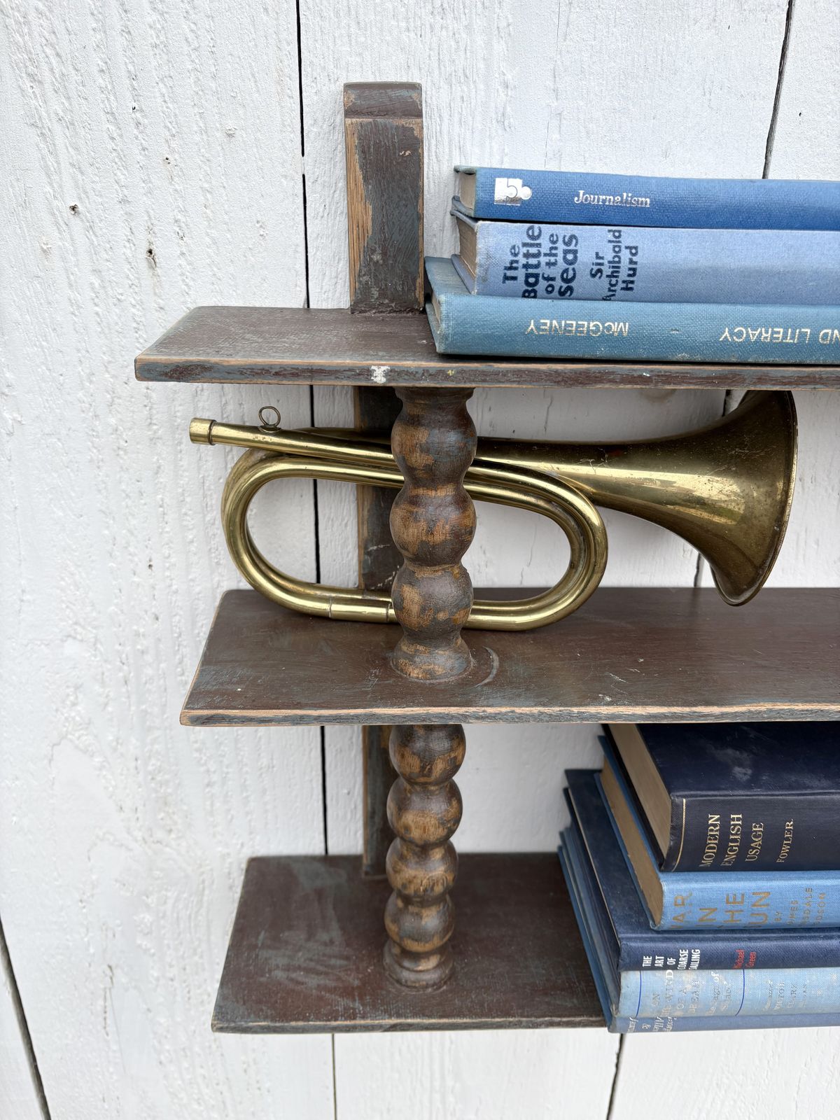 photo vinterior Antique French Bobbin Spool Hanging Shelves