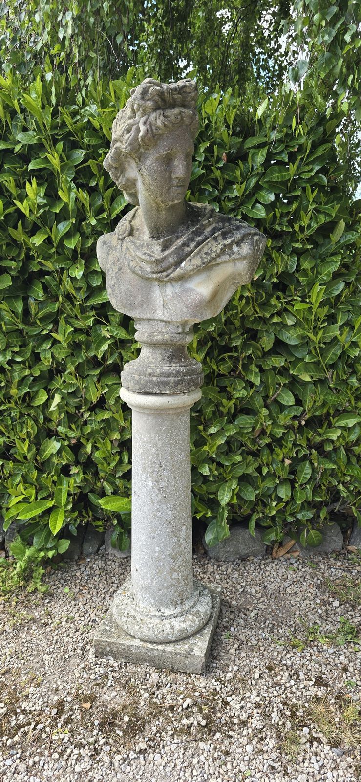 Well Weathered Bust Of Apollo On Pedestal photo furniture