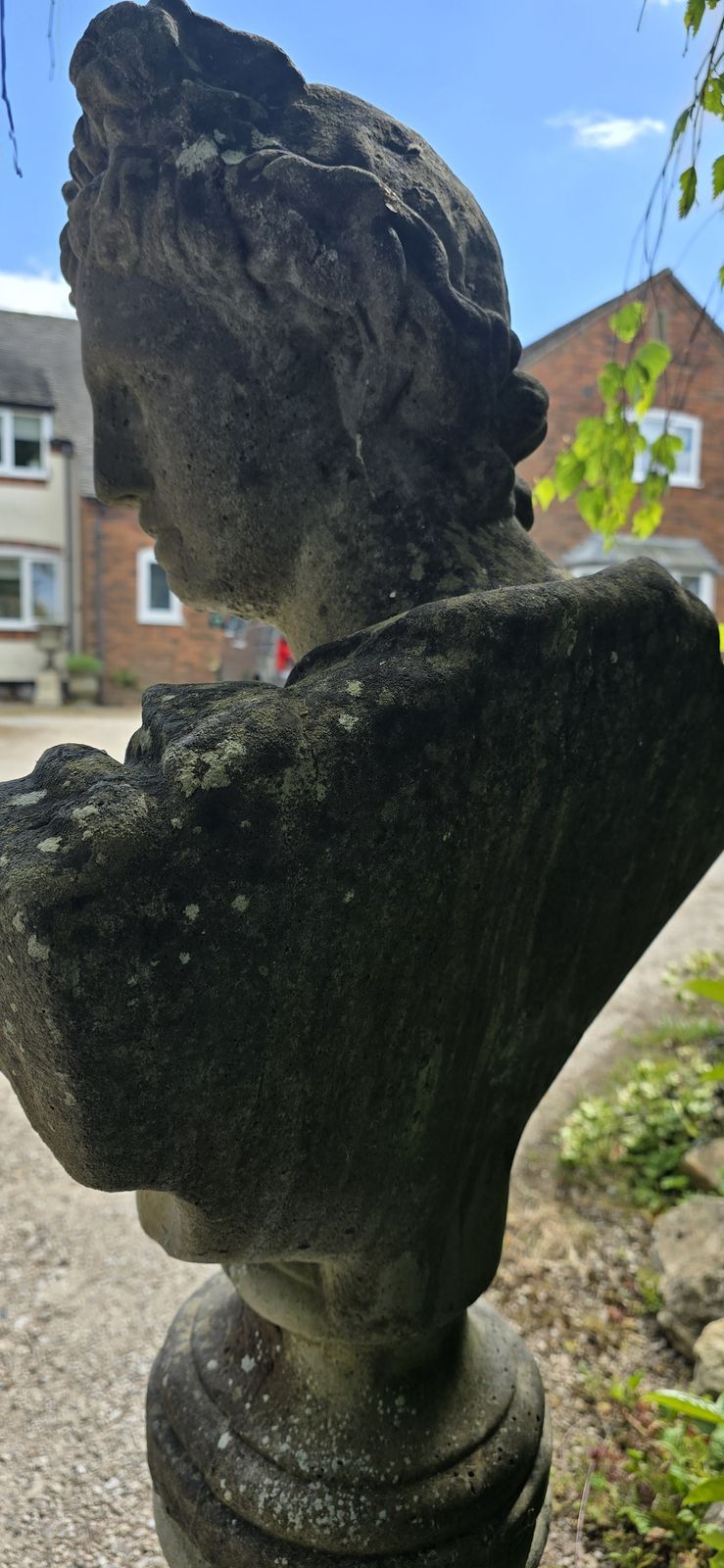 Well Weathered Bust Of Apollo On Pedestal photo vinterior