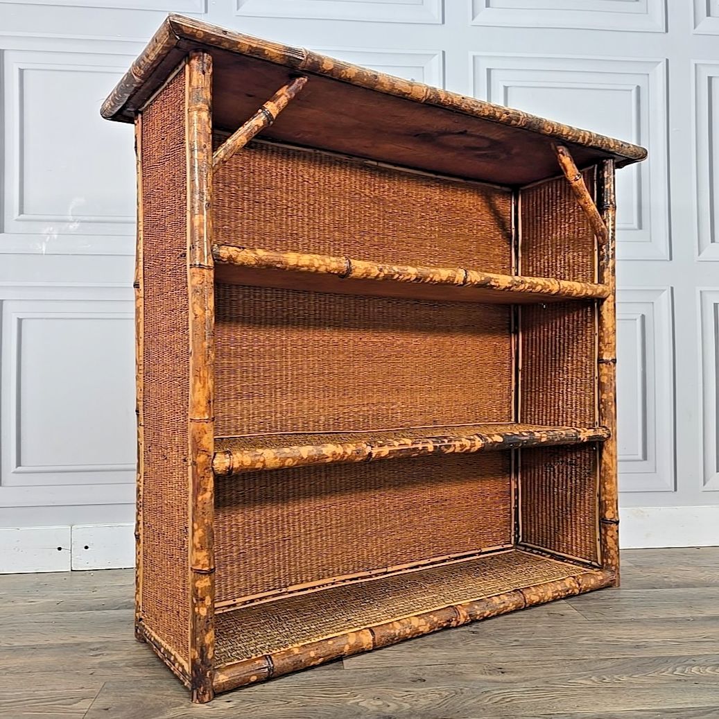 Victorian Aesthetic Bamboo Bookcase Wicker – Anglo Japanese Open Cabinet Tiger