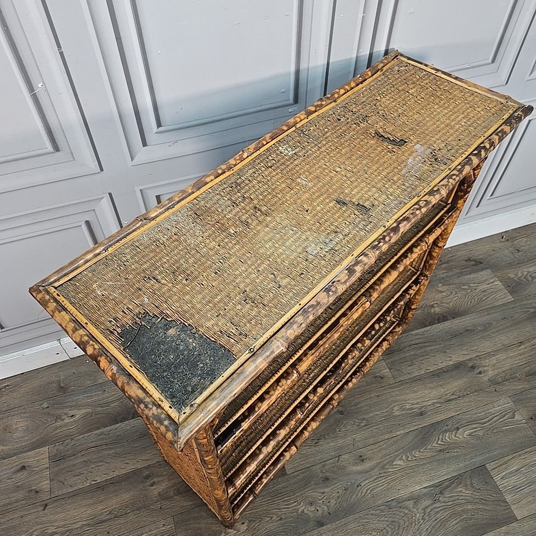Victorian Aesthetic Bamboo Bookcase Wicker – Anglo Japanese Open Cabinet Tiger photo Furniture
