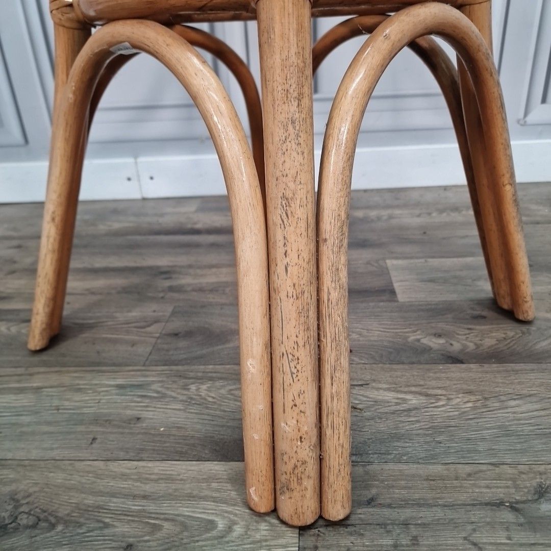 Retro Rattan Occasional Table Glass Top Bistro Garden Mid Century Vintage photo 120.0