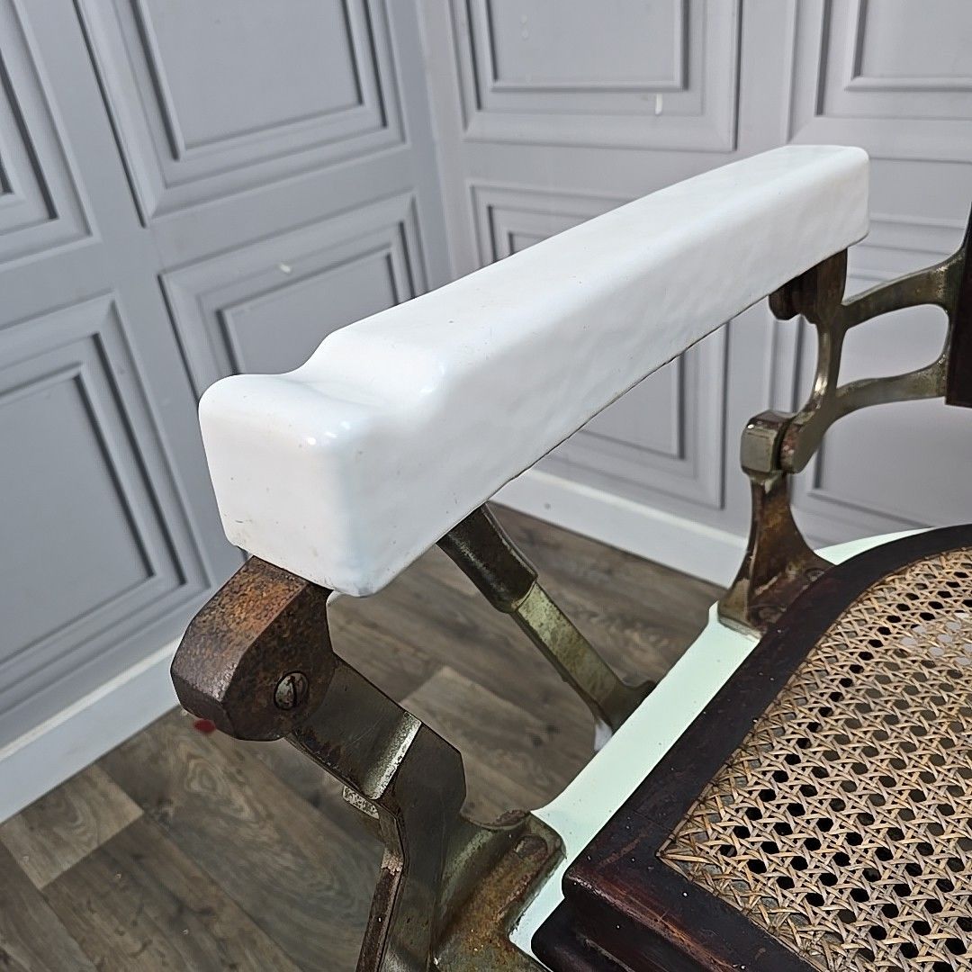 Antique Triumph Barbers Chair Cast Iron & Cane Display Tattoo Barber photo buy