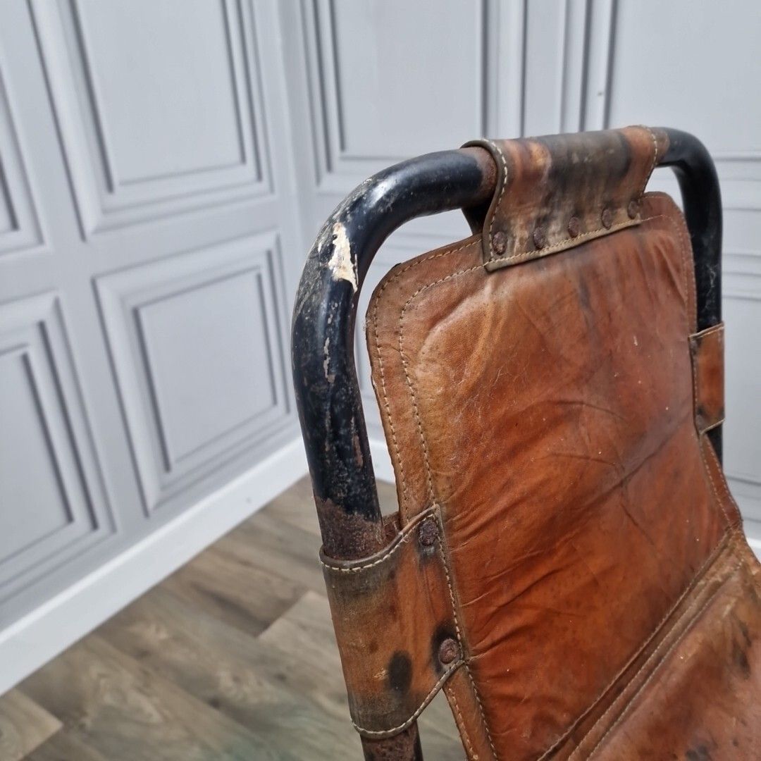 photo buy Vintage Pair Metal Chairs Leather Saddle Industrial Seats Charlotte Perriand ?