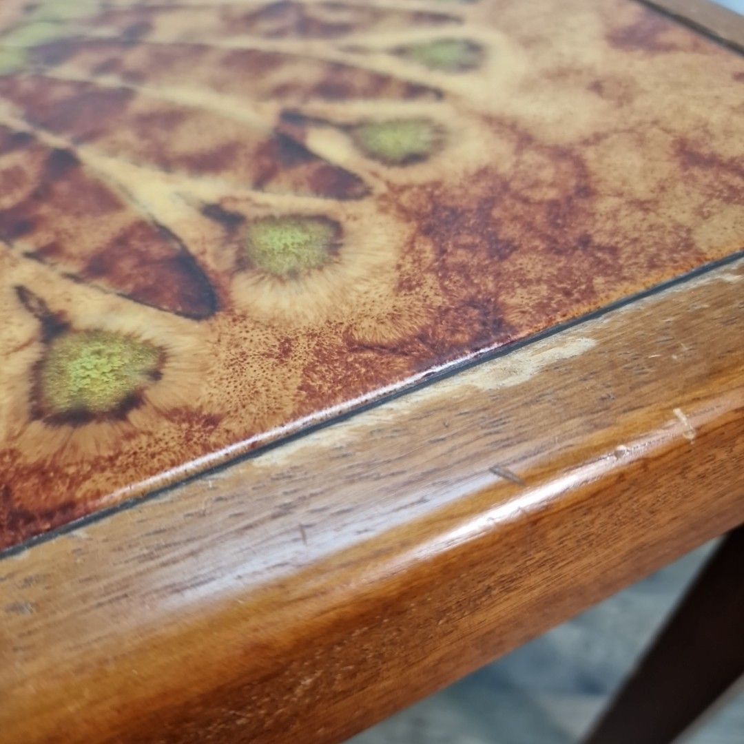 photo for sale Retro Vintage Coffee Table Mid Century Danish Teak Tiled Top Wooden Scandi Mcm