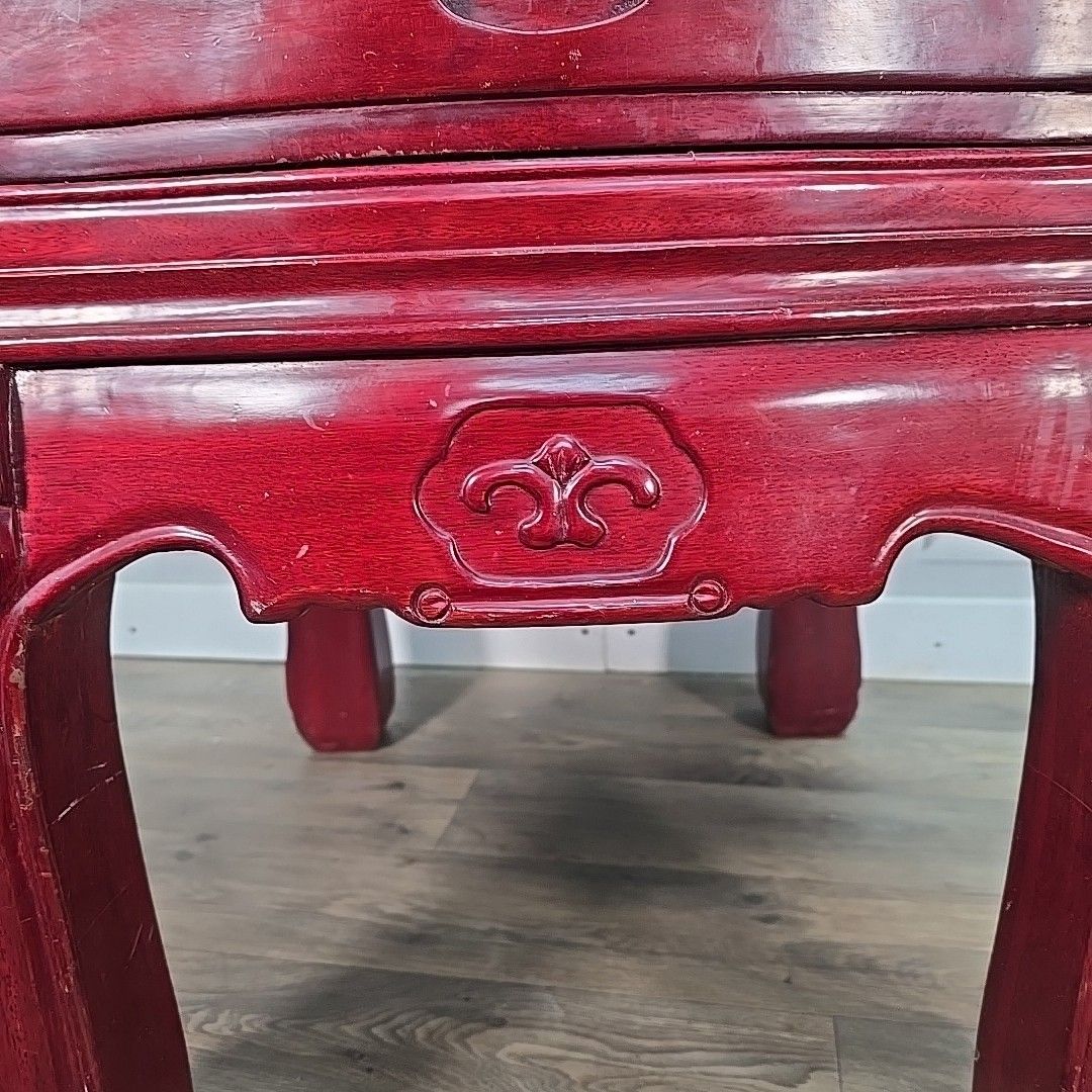 270.0 Antique Side Coffee Table Vintage Chinese Carved Drawer Oriental Mother Of Pearl photo